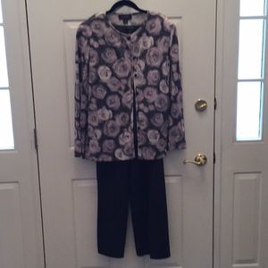 St John cardigan, knit trousers and shell.